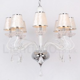 Lampadario a 8 luci in stile candela in cristallo K9 bianco contemporaneo