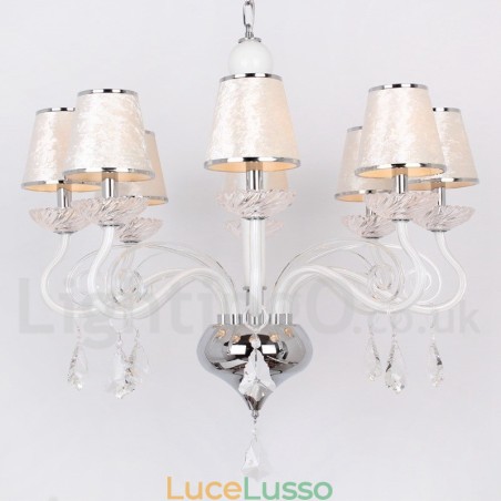 Lampadario a 8 luci in stile candela in cristallo K9 bianco contemporaneo Lampadario a 8 luci in stile candela in cristallo K9 bianco contemporaneo