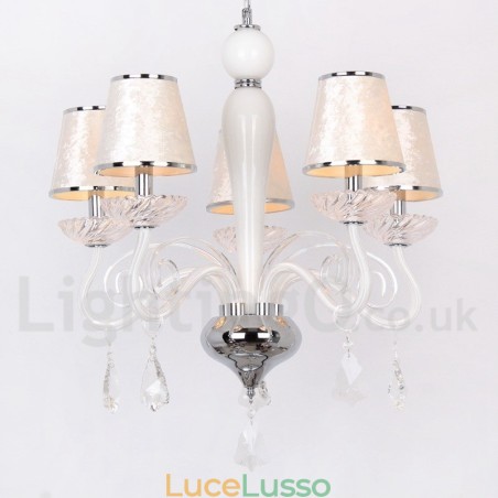 Lampadario a 5 luci in stile candela in cristallo K9 bianco contemporaneo Lampadario a 5 luci in stile candela in cristallo K9 bianco contemporaneo