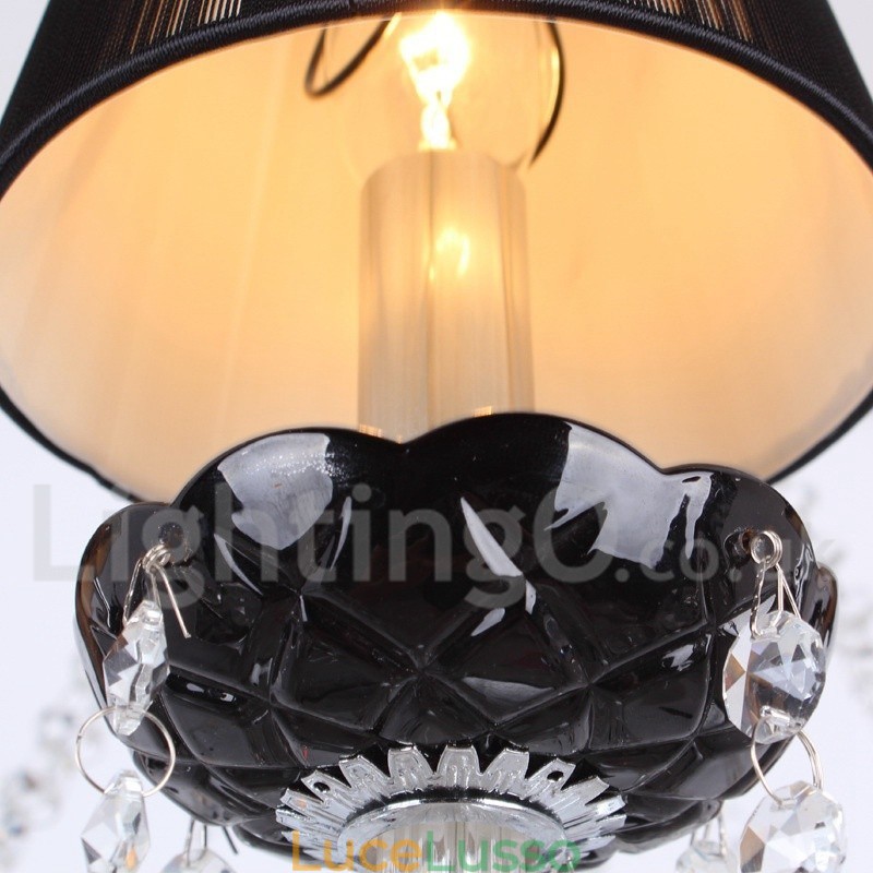 Lampadario a candela in cristallo K9 spazzolato nero contemporaneo a 8 luci