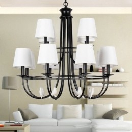 Lampadario a candela in stile rustico contemporaneo in stile mediterraneo retrò nero da 12 luci