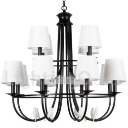 Lampadario a candela in stile rustico contemporaneo in stile mediterraneo retrò nero da 12 luci
