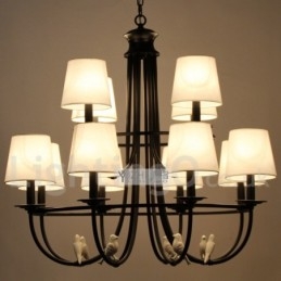 Lampadario a candela in stile rustico contemporaneo in stile mediterraneo retrò nero da 12 luci