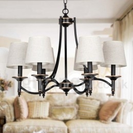 Lampadario in stile candela contemporaneo nero retrò rustico a 6 luci