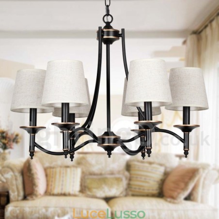 Lampadario in stile candela contemporaneo nero retrò rustico a 6 luci Lampadario in stile candela contemporaneo nero retrò rustico a 6 luci