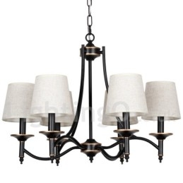 Lampadario in stile candela contemporaneo nero retrò rustico a 6 luci