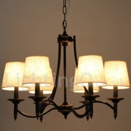 Lampadario in stile candela contemporaneo nero retrò rustico a 6 luci