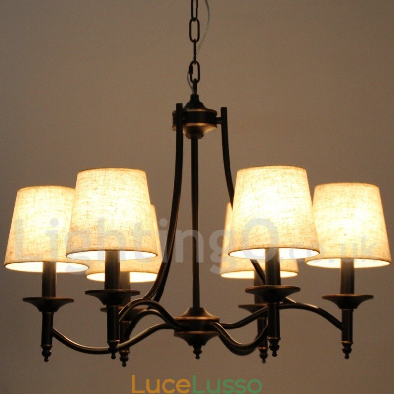 Lampadario in stile candela contemporaneo nero retrò rustico a 6 luci