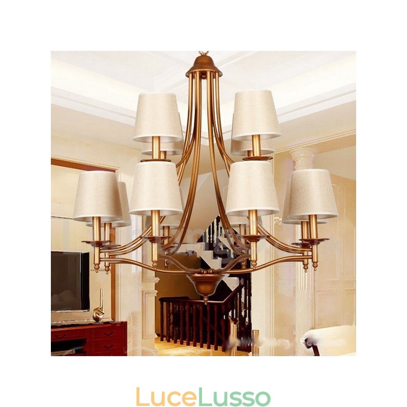 Lampadario a candela in stile mediterraneo retrò rustico a 12 luci