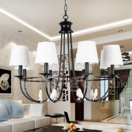 Lampadario a 8 luci in stile retrò nero mediterraneo rustico contemporaneo a candela