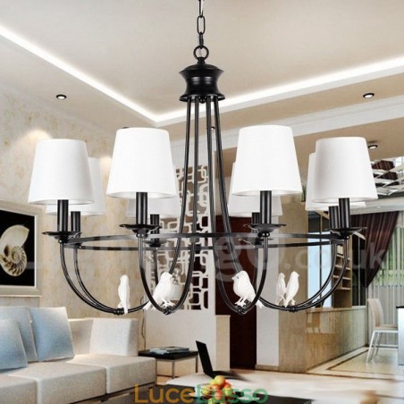 Lampadario a 8 luci in stile retrò nero mediterraneo rustico contemporaneo a candela Lampadario a 8 luci in stile retrò nero mediterraneo rustico contemporaneo a candela