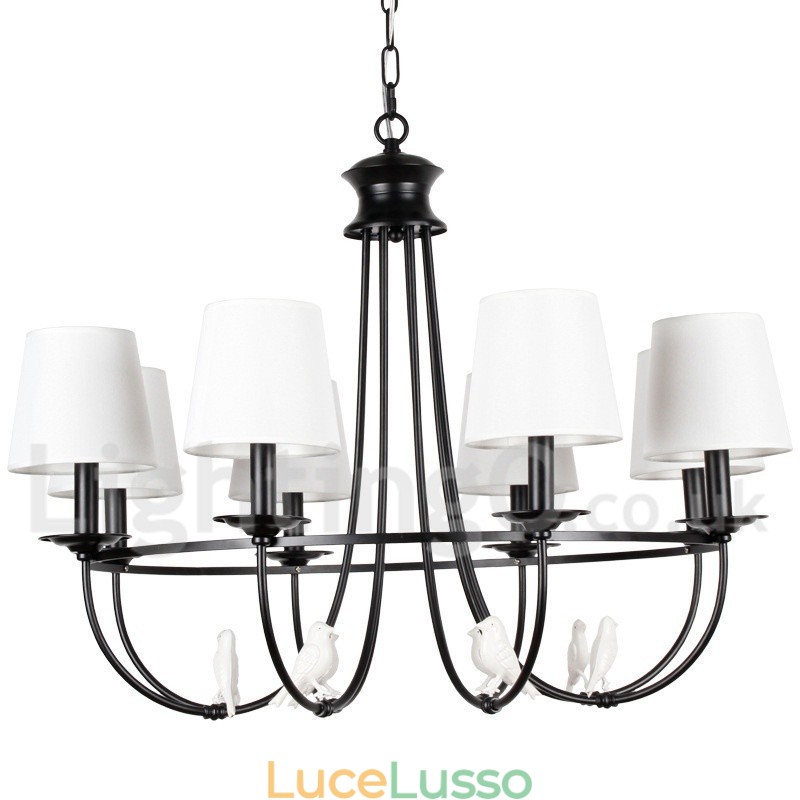 Lampadario a 8 luci in stile retrò nero mediterraneo rustico contemporaneo a candela