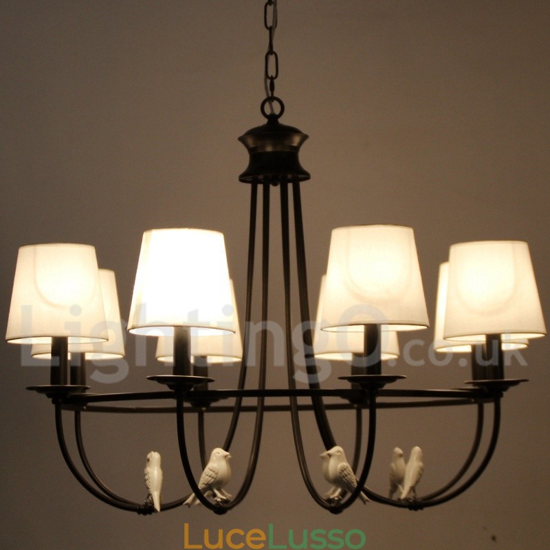 Lampadario a 8 luci in stile retrò nero mediterraneo rustico contemporaneo a candela