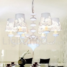 Lampadario a 6 luci moderno contemporaneo bianco cavo in stile candela