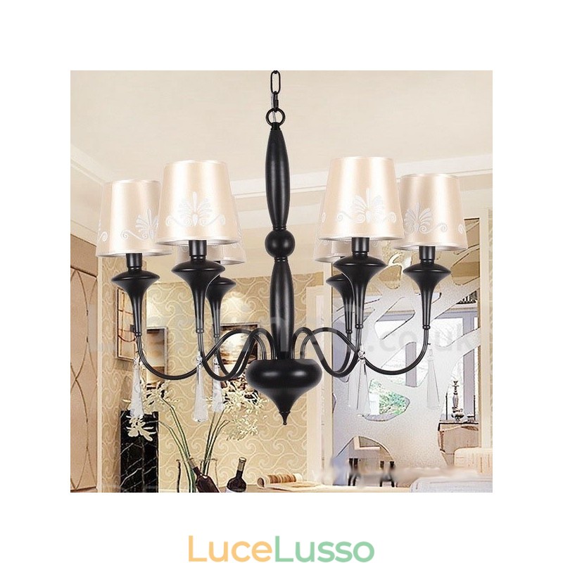 Lampadario a 6 luci in stile mediterraneo a forma di candela