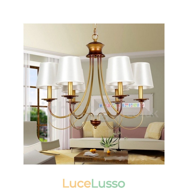 Lampadario a candela in stile mediterraneo rustico e moderno, stile contemporaneo, a 6 luci