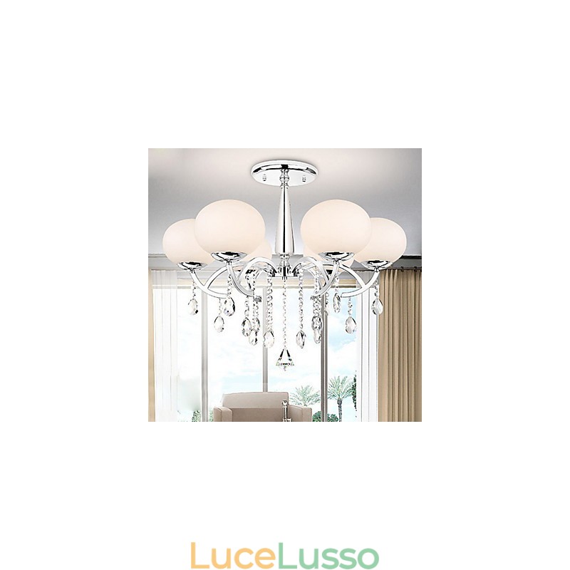 Lampadario moderno contemporaneo in metallo elettroplaccato in cristallo