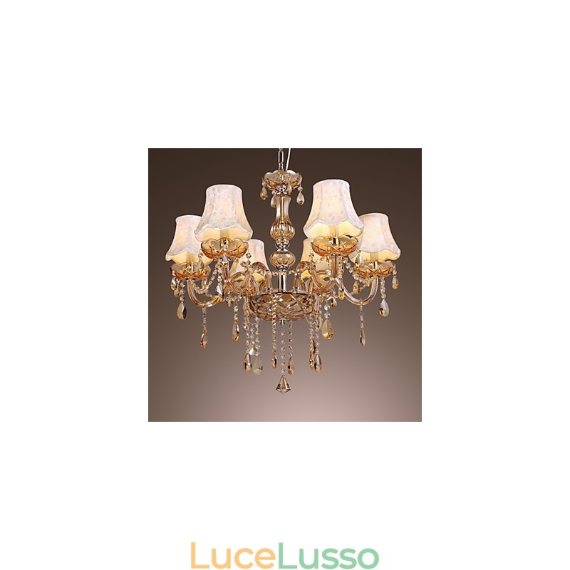 Lampadario di lusso in stile europeo a 6 luci con cristallo K9