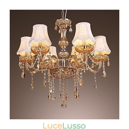 Lampadario di lusso in stile europeo a 6 luci con cristallo K9 Lampadario di lusso in stile europeo a 6 luci con cristallo K9