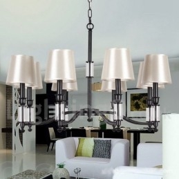 Lampadario a 8 luci in stile candela retrò contemporaneo nero