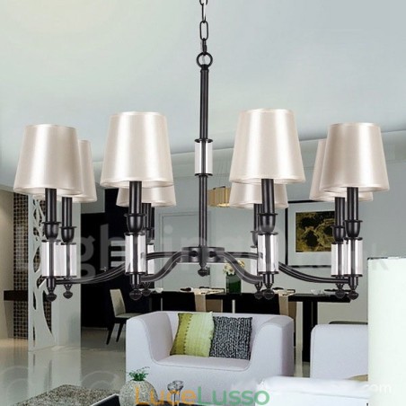 Lampadario a 8 luci in stile candela retrò contemporaneo nero Lampadario a 8 luci in stile candela retrò contemporaneo nero