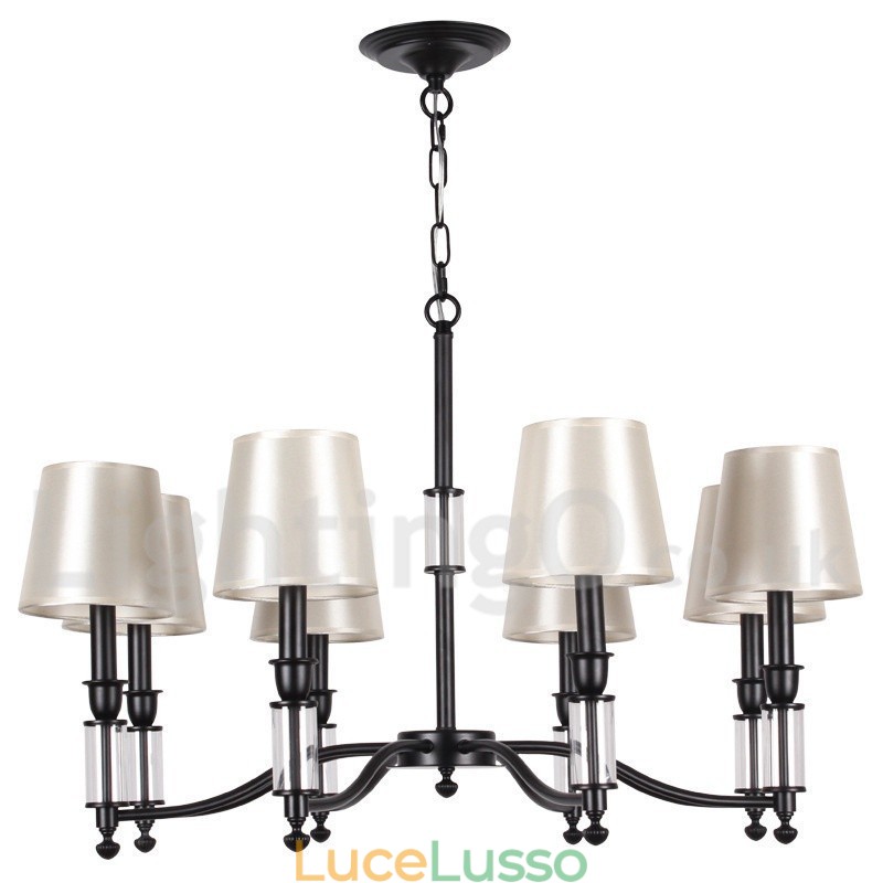 Lampadario a 8 luci in stile candela retrò contemporaneo nero