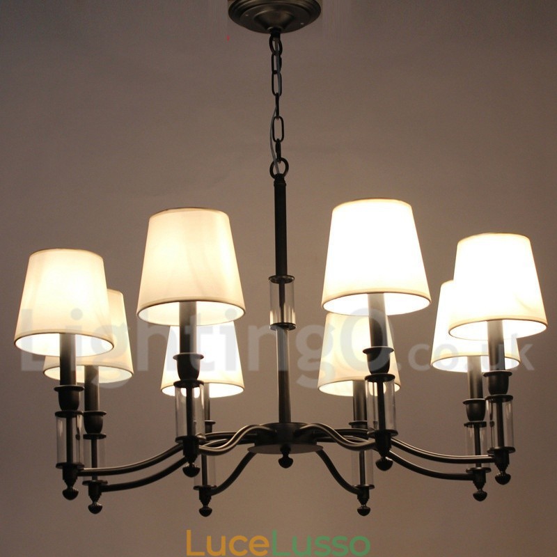Lampadario a 8 luci in stile candela retrò contemporaneo nero