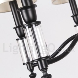 Lampadario a 8 luci in stile candela retrò contemporaneo nero