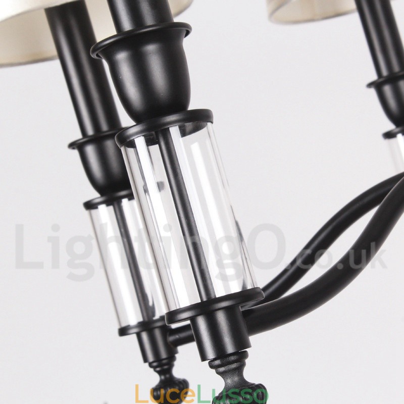 Lampadario a 8 luci in stile candela retrò contemporaneo nero