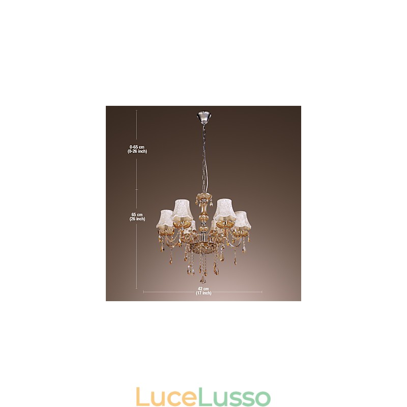Lampadario di lusso in stile europeo a 6 luci con cristallo K9