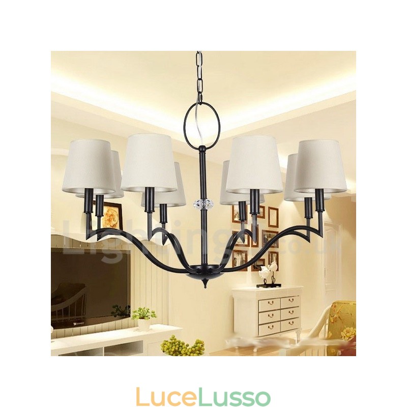Lampadario moderno contemporaneo a 8 luci in stile candela