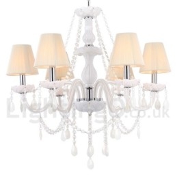 Lampadario a 6 luci in stile candela di cristallo bianco K9