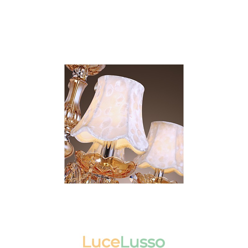 Lampadario di lusso in stile europeo a 6 luci con cristallo K9