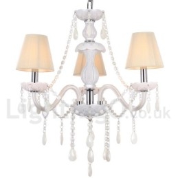 Lampadario a 3 luci in stile candela di cristallo bianco K9