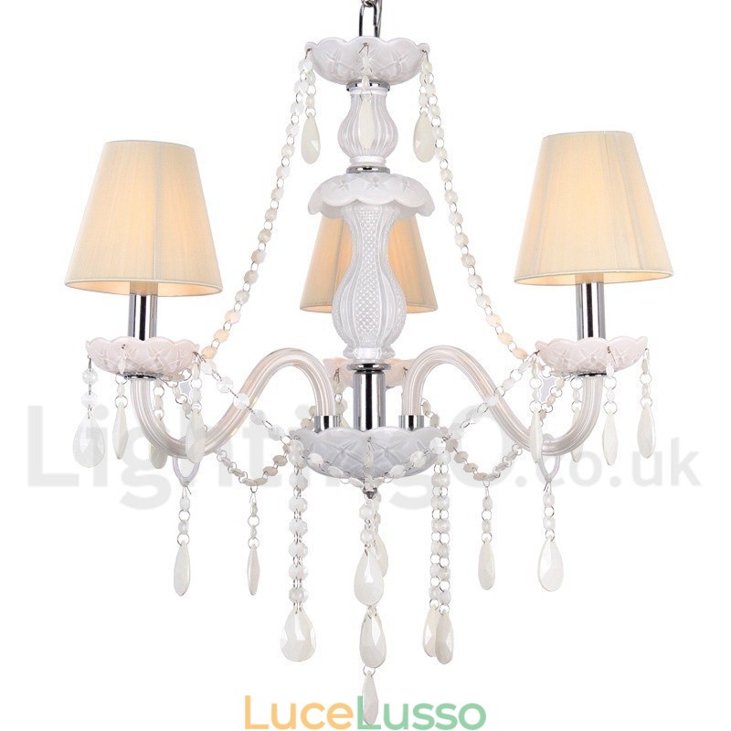 Lampadario a 3 luci in stile candela di cristallo bianco K9