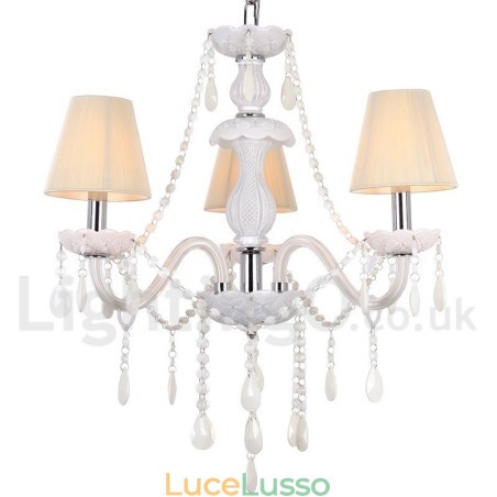 Lampadario a 3 luci in stile candela di cristallo bianco K9
