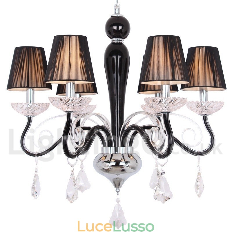 Lampadario a 6 luci in stile candela in cristallo K9 bianco contemporaneo