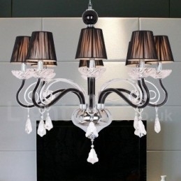 Lampadario a 8 luci in stile candela in cristallo K9 bianco contemporaneo