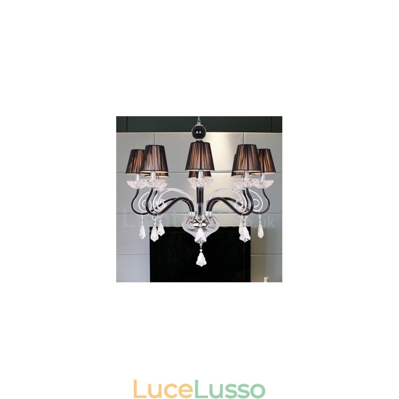 Lampadario a 8 luci in stile candela in cristallo K9 bianco contemporaneo