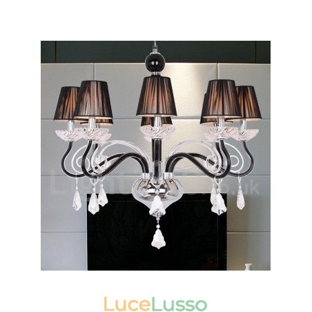 Lampadario a 8 luci in stile candela in cristallo K9 bianco contemporaneo Lampadario a 8 luci in stile candela in cristallo K9 bianco contemporaneo