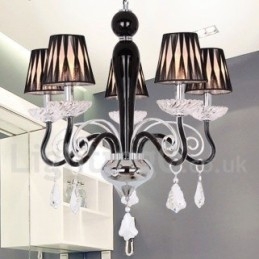Lampadario a 5 luci in stile candela in cristallo K9 bianco contemporaneo