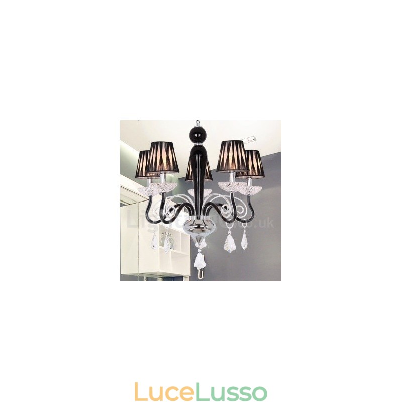 Lampadario a 5 luci in stile candela in cristallo K9 bianco contemporaneo
