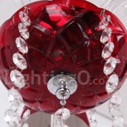 Lampadario a 6 luci in stile candela di cristallo rosso K9