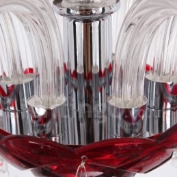 Lampadario a 6 luci in stile candela di cristallo rosso K9