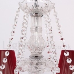 Lampadario a 6 luci in stile candela di cristallo rosso K9