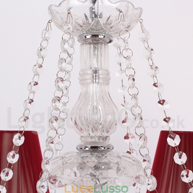 Lampadario a 6 luci in stile candela di cristallo rosso K9
