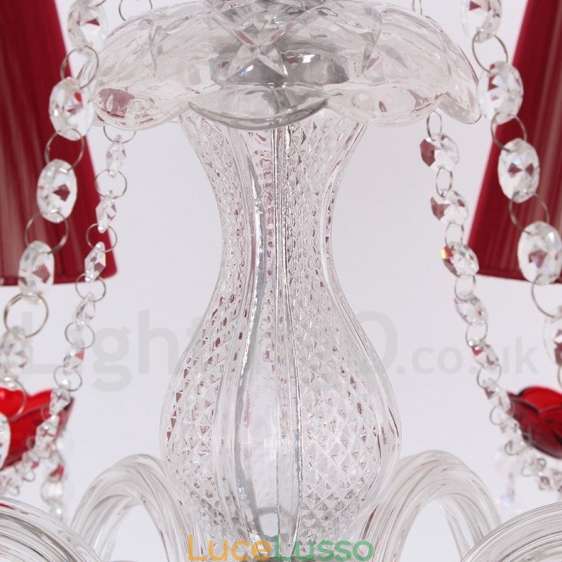 Lampadario a 6 luci in stile candela di cristallo rosso K9