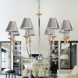 Lampadario a candela in stile moderno contemporaneo cromato a 8 luci