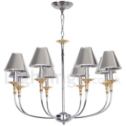 Lampadario a candela in stile moderno contemporaneo cromato a 8 luci