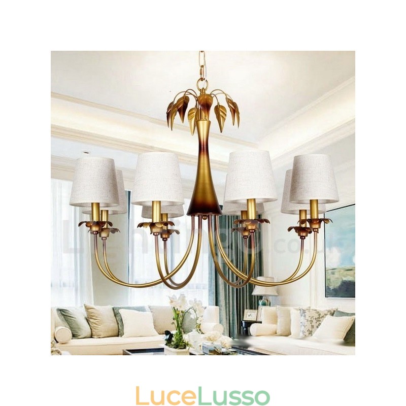 Lampadario rustico moderno contemporaneo a 8 luci in stile candela